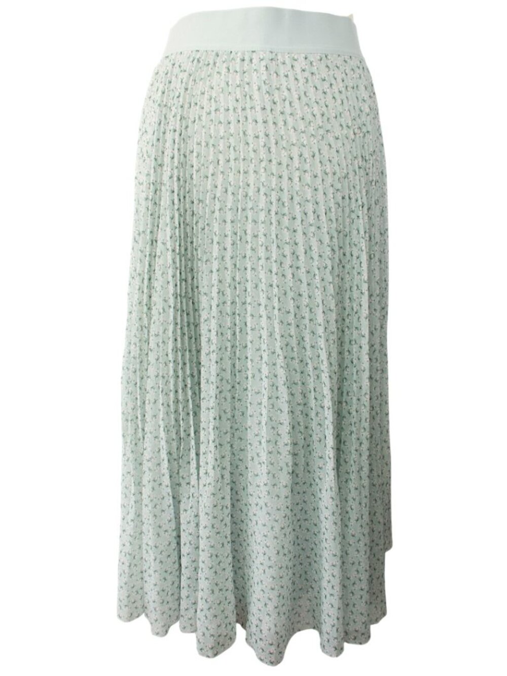 Aritzia Wilfred Pleated Floral Midi Skirt Sage Green Ditsy Print Elastic Waist M - Picture 2 of 4